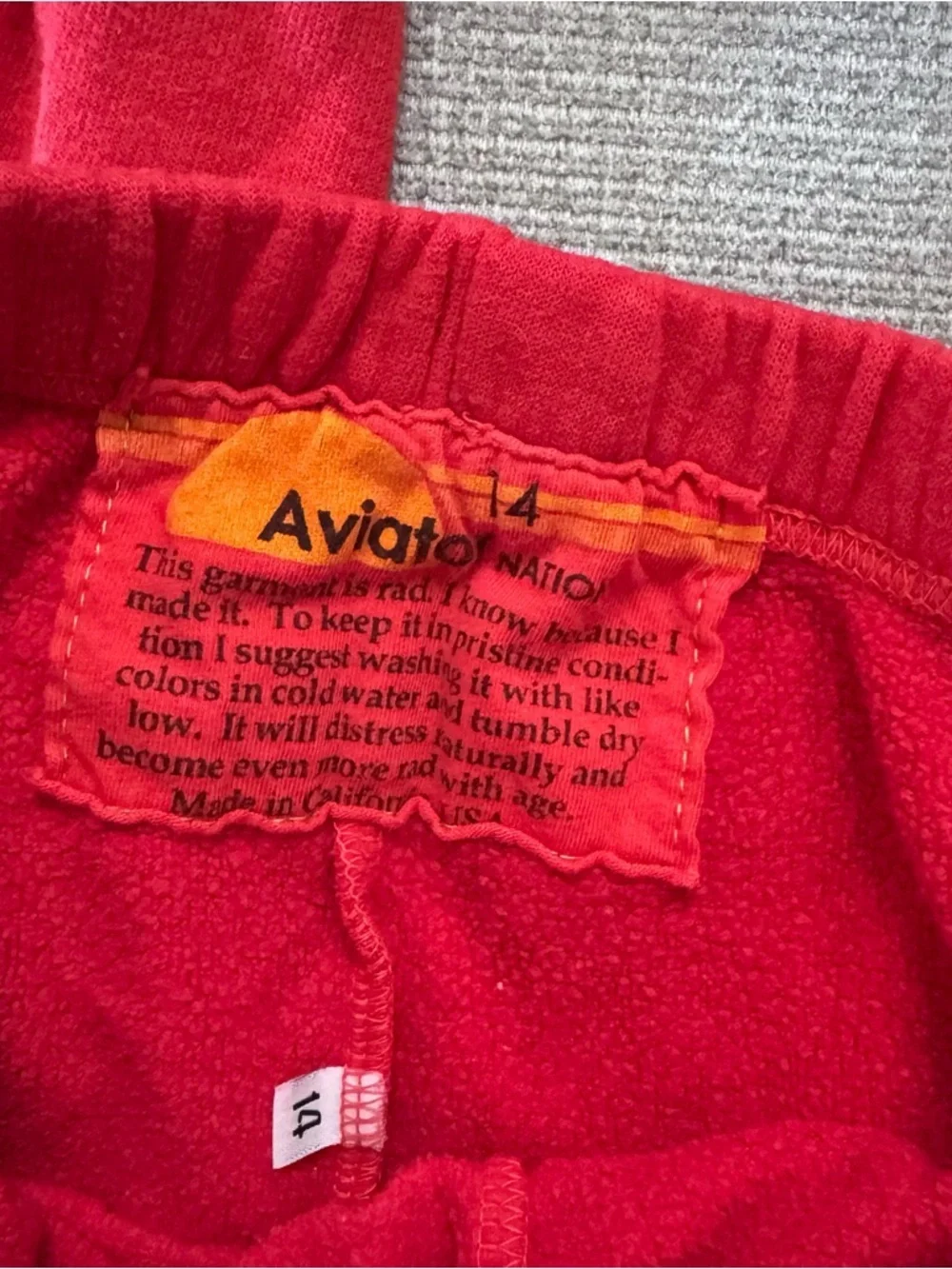 Aviator Nation Kids Red Sweatpants with Yellow Side Stripe 14